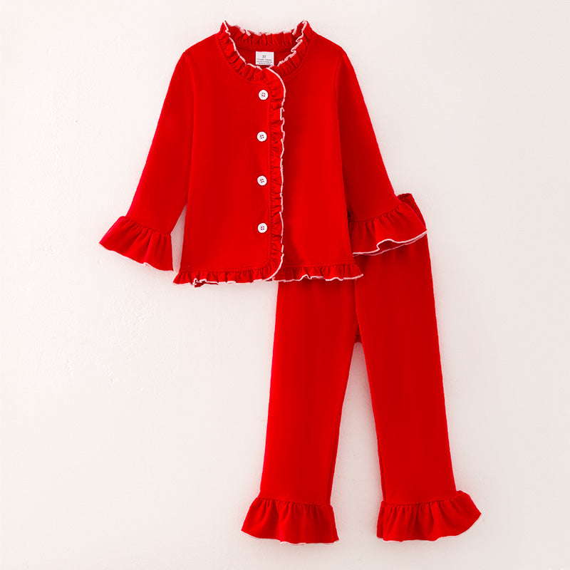 (In Stock A2-7-3)Girls Christmas Red Pajama Set