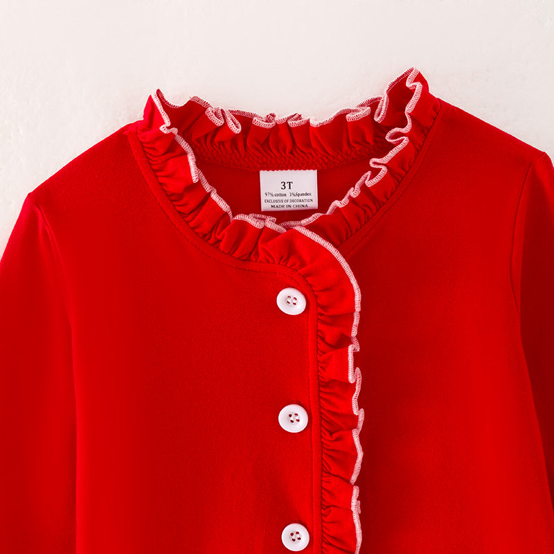 (In Stock A2-7-3)Girls Christmas Red Pajama Set