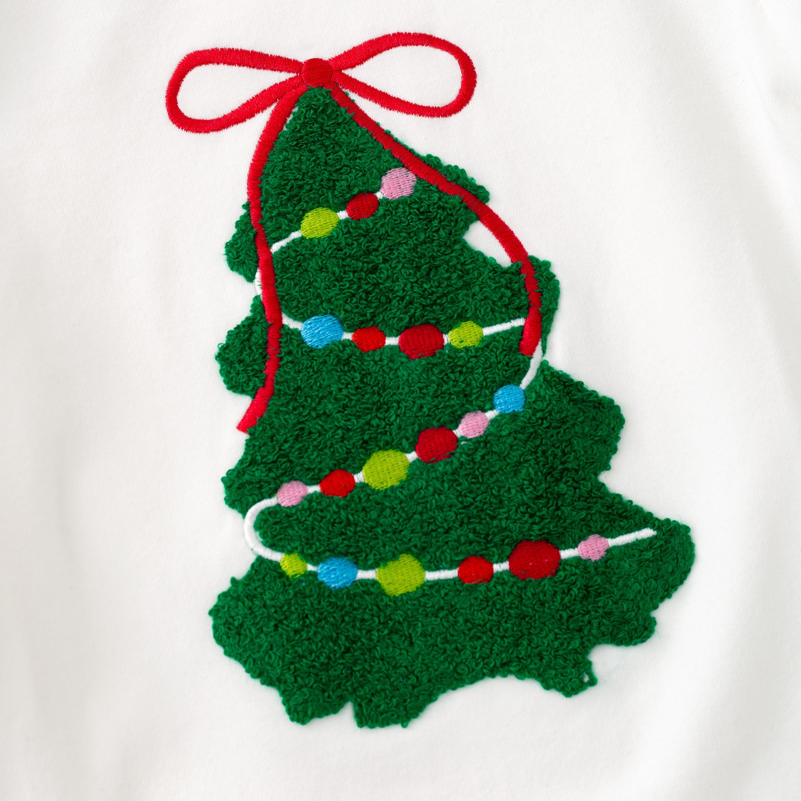 (In Stock)Girls Christmas Tree Chenille Patches Tulle Skirt Set