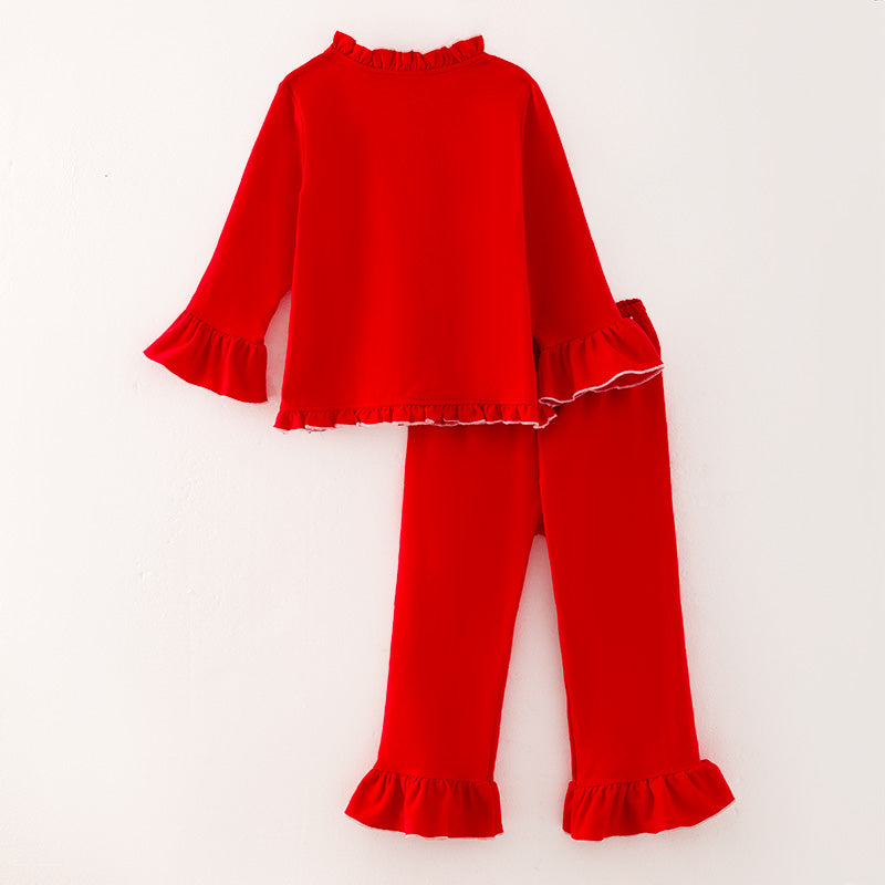 (In Stock A2-7-3)Girls Christmas Red Pajama Set