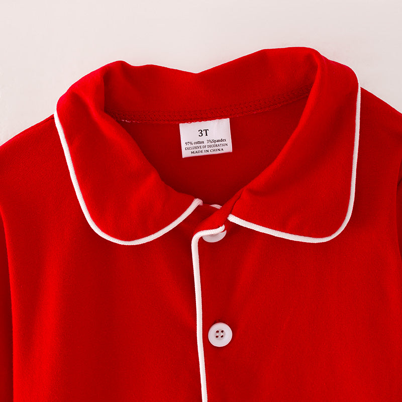 (In Stock A5-7-2)Boys Christmas Red Pajama Set