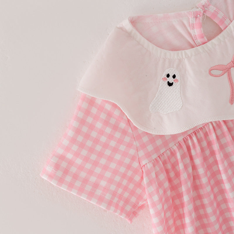 (In Stock A3-7-3)Girls Halloween Applique and Embroidery Dress