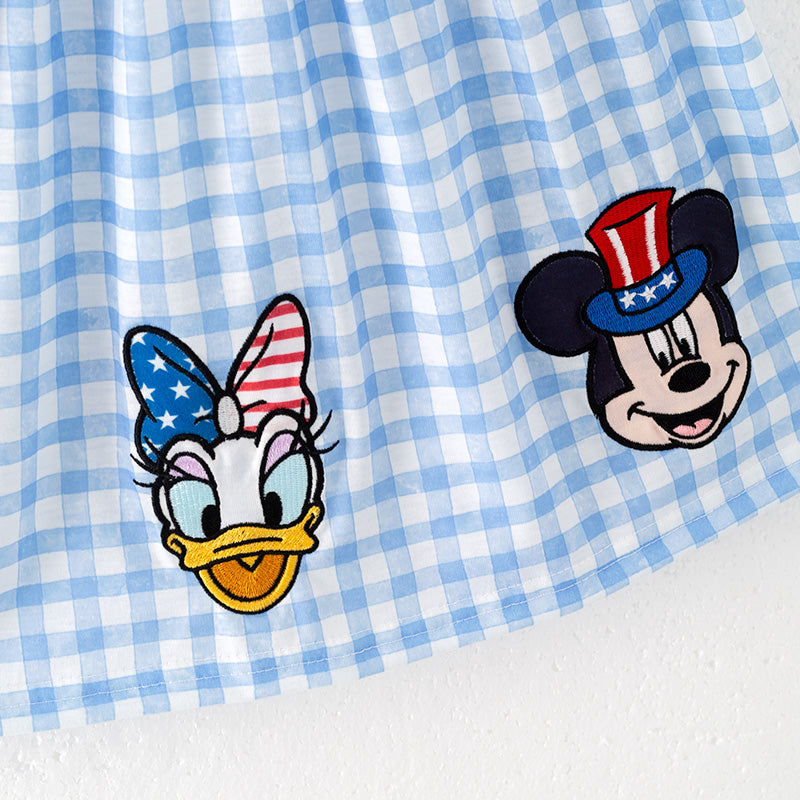 (In Stock)Girls Patriotic Cartoon Applique American Girl Embroidery Dress