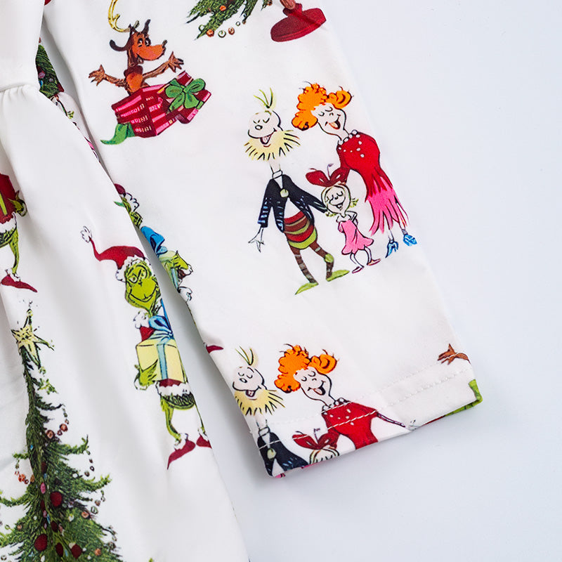 (In Stock G14-02-01)Grinch print long sleeve dress