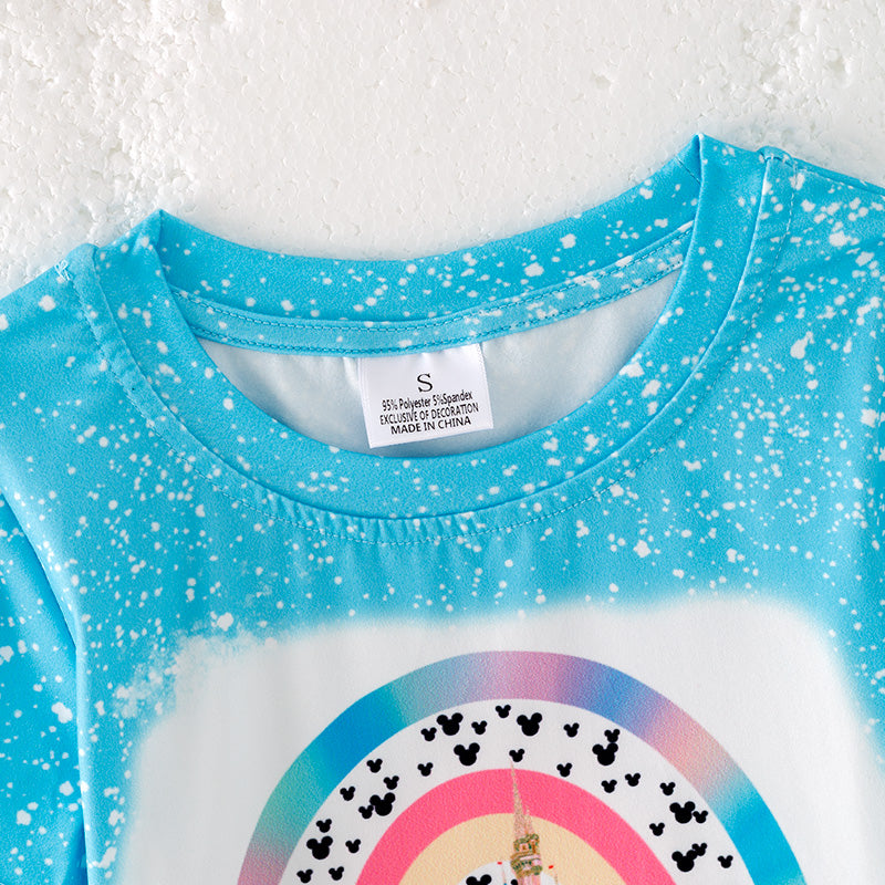 (In Stock)Girls Spring and Summer Castle Print Top