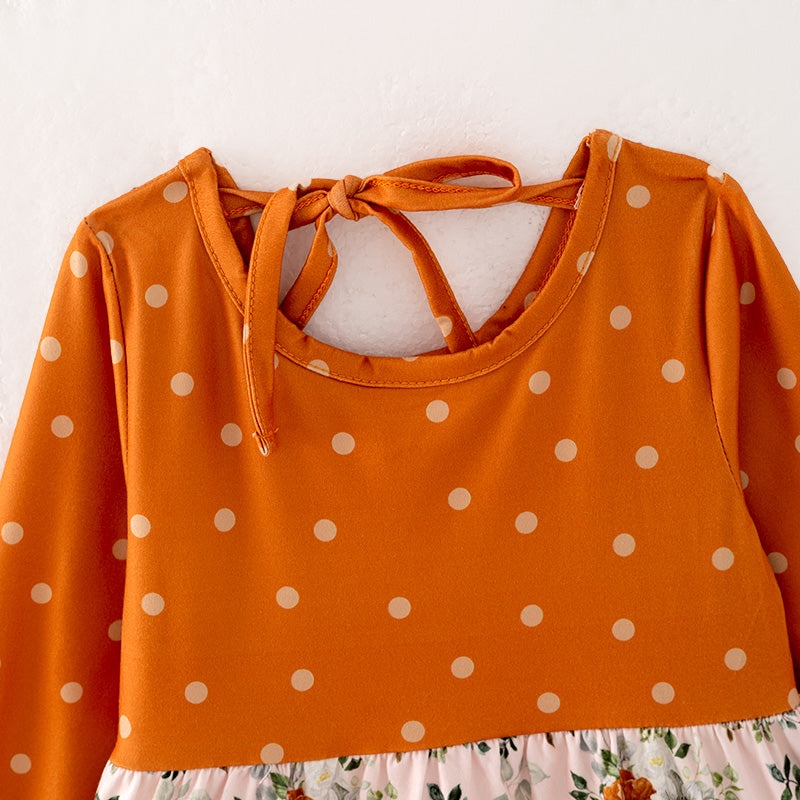 (In Stock Q3-2-1)Girls Thanksgiving Print Dress