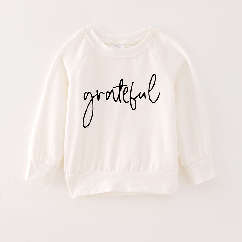 (In Stock Q5-2-1)Girls Thanksgiving Grateful Print Top