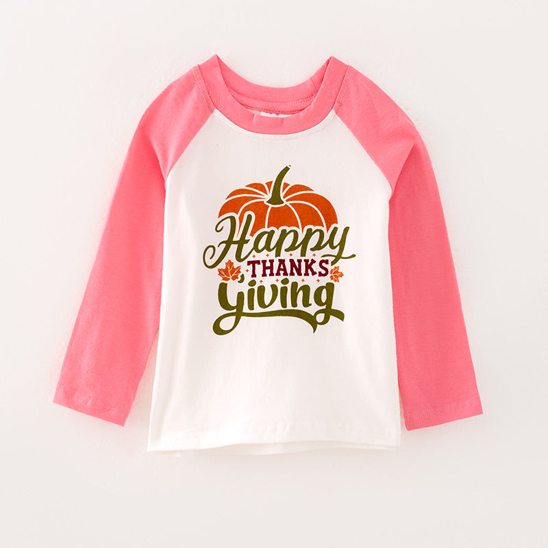 (In Stock Q5-2-1)Boys Thanksgiving Pumpkin Print Top