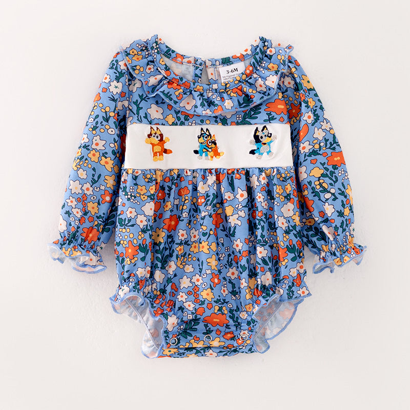 (In Stock L23-4-1)Baby Girls Fall Cartoon Embroidery Romper