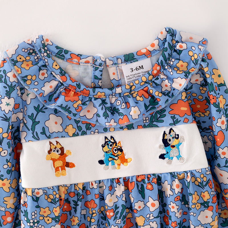 (In Stock L23-4-1)Baby Girls Fall Cartoon Embroidery Romper