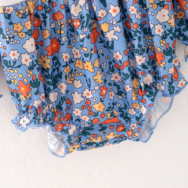 (In Stock L23-4-1)Baby Girls Fall Cartoon Embroidery Romper