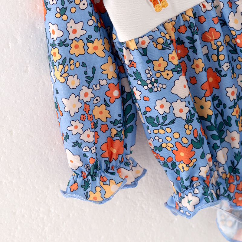 (In Stock L23-4-1)Baby Girls Fall Cartoon Embroidery Romper