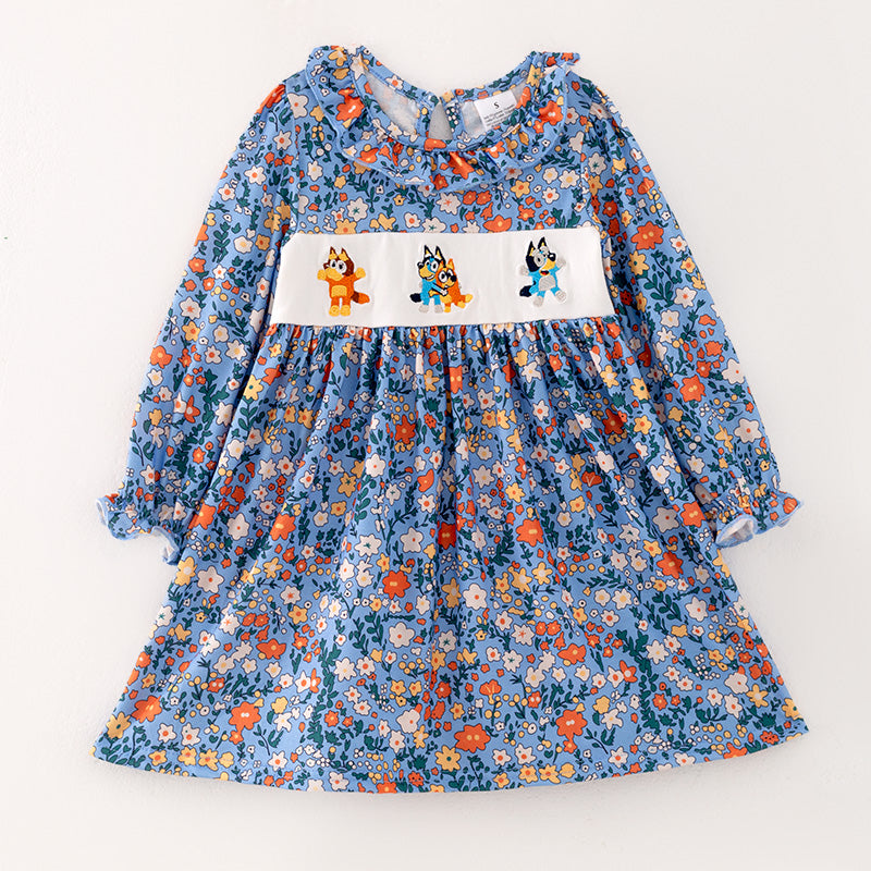 (In Stock L23-4-2)Girls Fall Cartoon Embroidery Dress