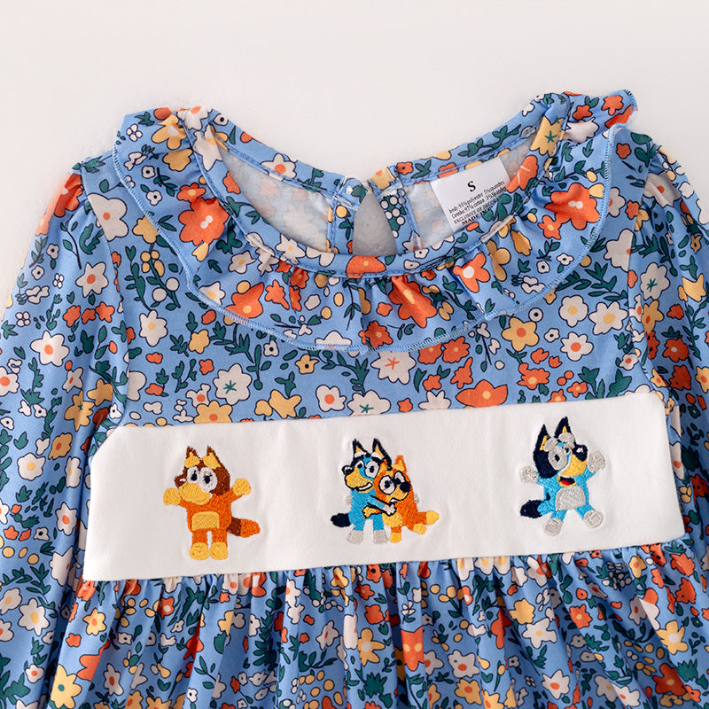 (In Stock L23-4-2)Girls Fall Cartoon Embroidery Dress