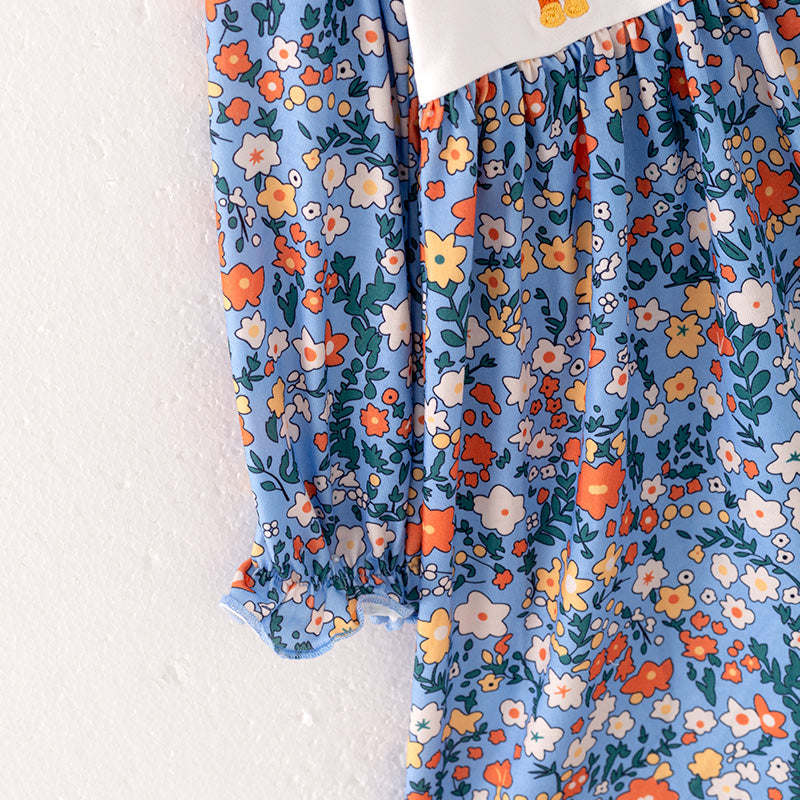 (In Stock L23-4-2)Girls Fall Cartoon Embroidery Dress