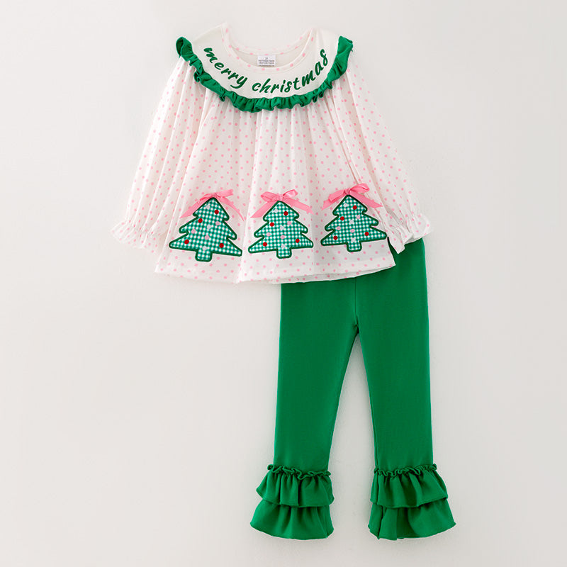 (In Stock)Girls Christmas Applique Outfit Set