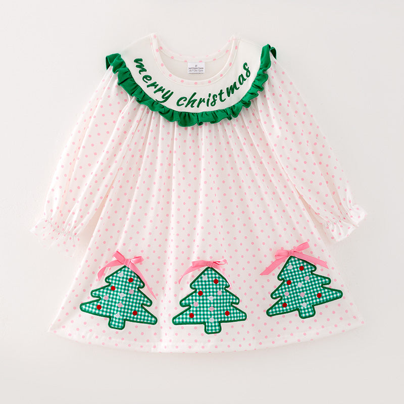 (In Stock)Girls Christmas Applique Dress