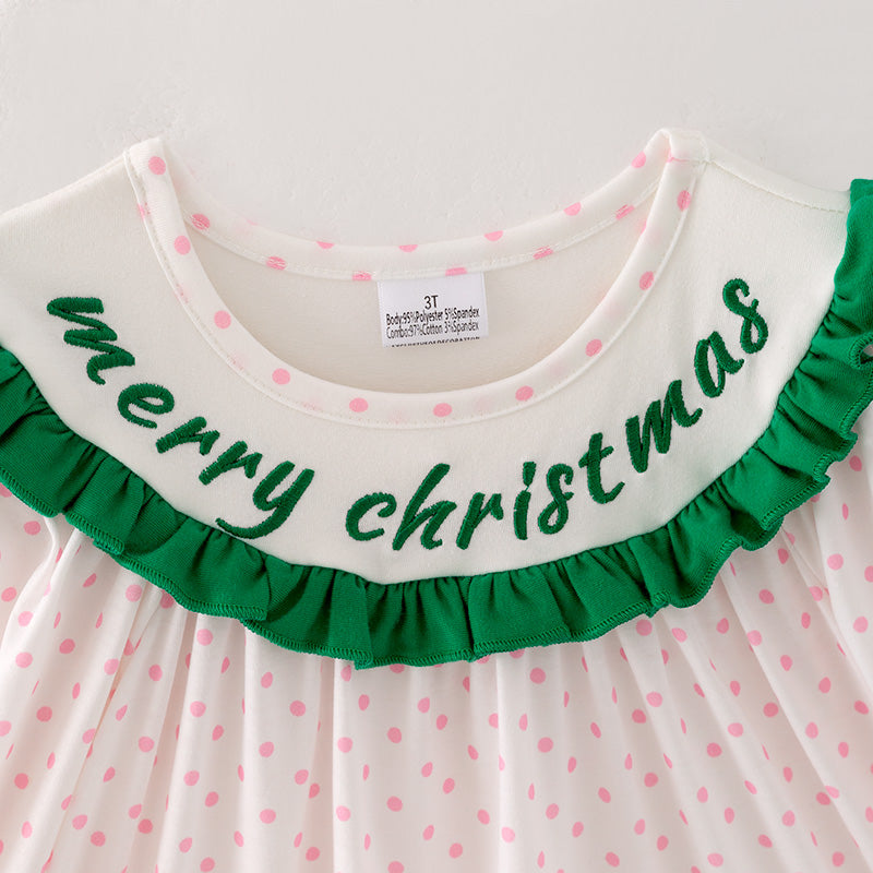 (In Stock)Girls Christmas Applique Dress