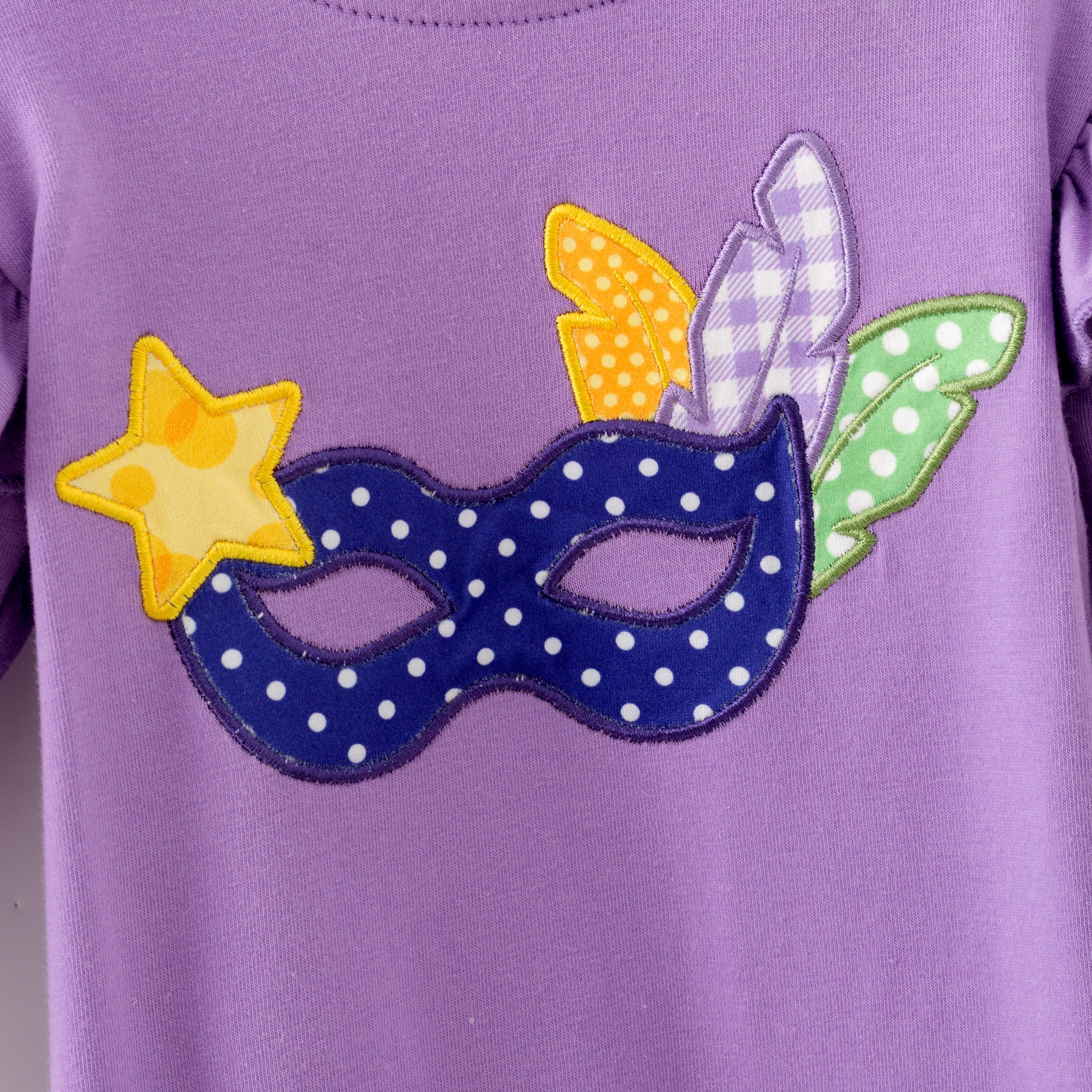 (In Stock)Toddler Girls Mardi Gras Applique Cotton Romper