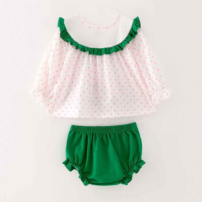 (In Stock E25-3-3)Baby Girls Christmas Applique Bloomer Set