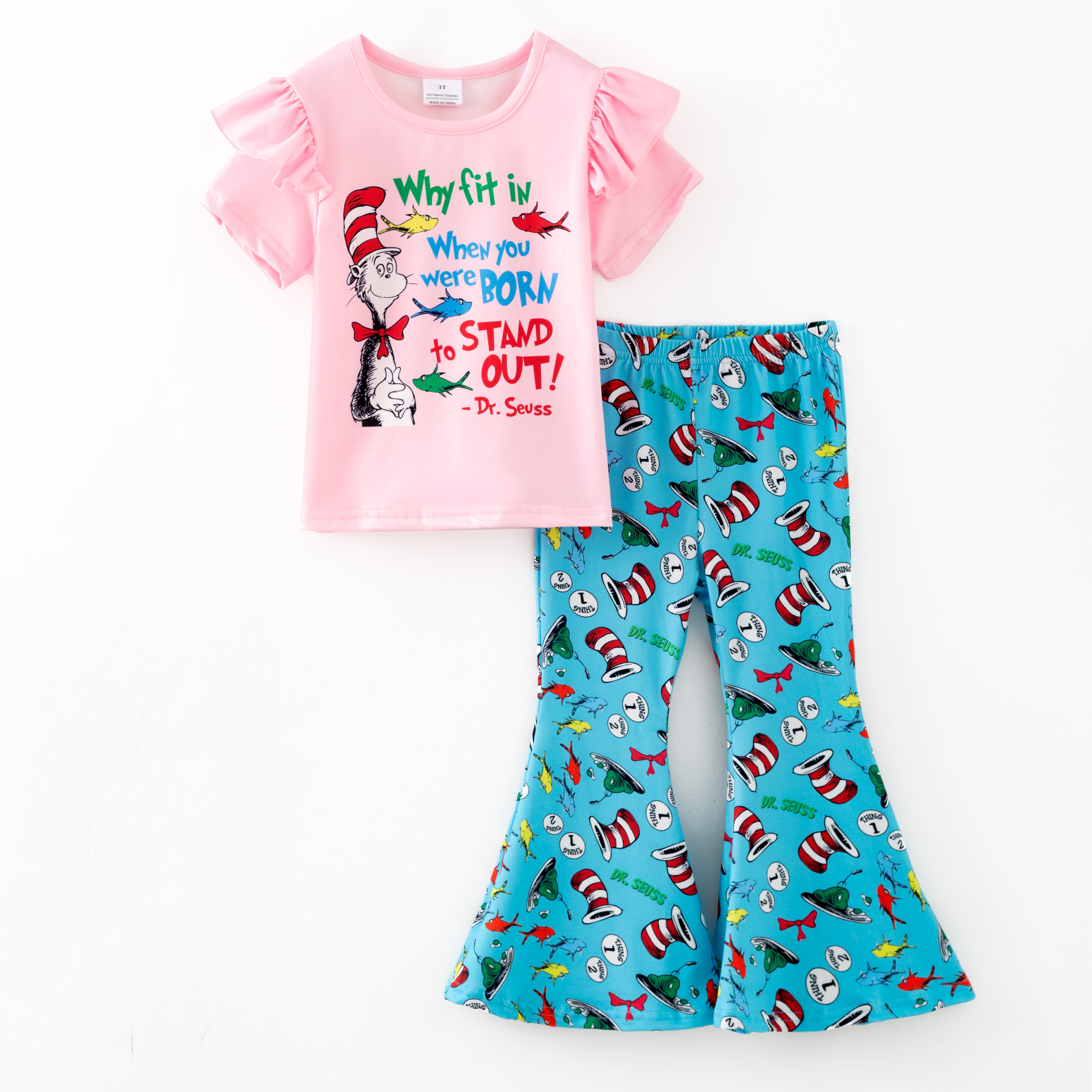 (In Stock)Girls DR SEUSS Print Ruffle Outfit Set