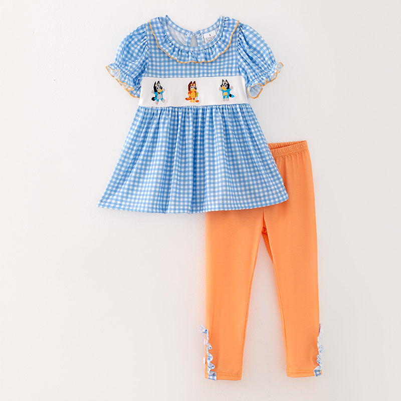 (In Stock E28-1-2)Girls Fall Cartoon Embroidery Outfit Set
