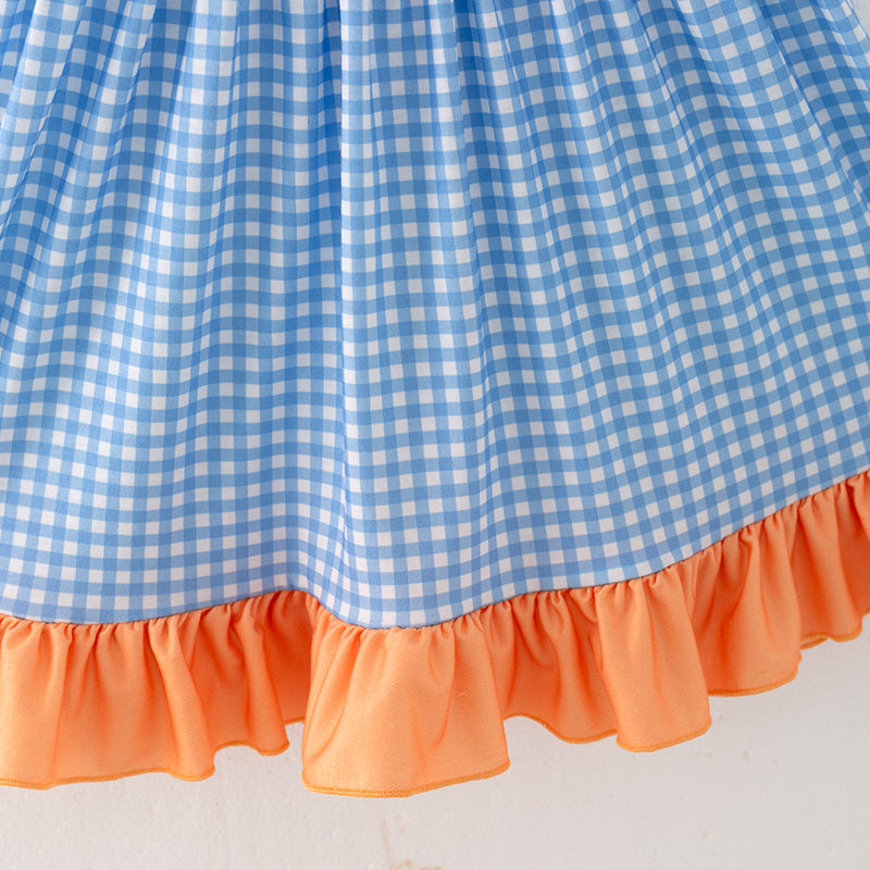 (In Stock E28-1-2)Girls Fall Cartoon Embroidery Dress
