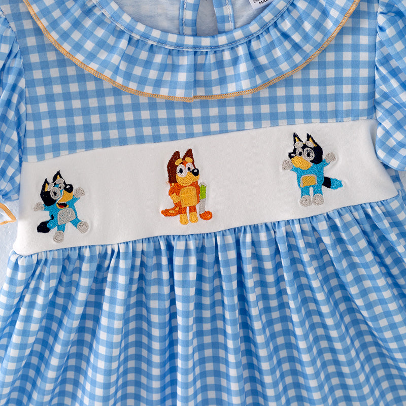 (In Stock E28-1-2)Girls Fall Cartoon Embroidery Dress