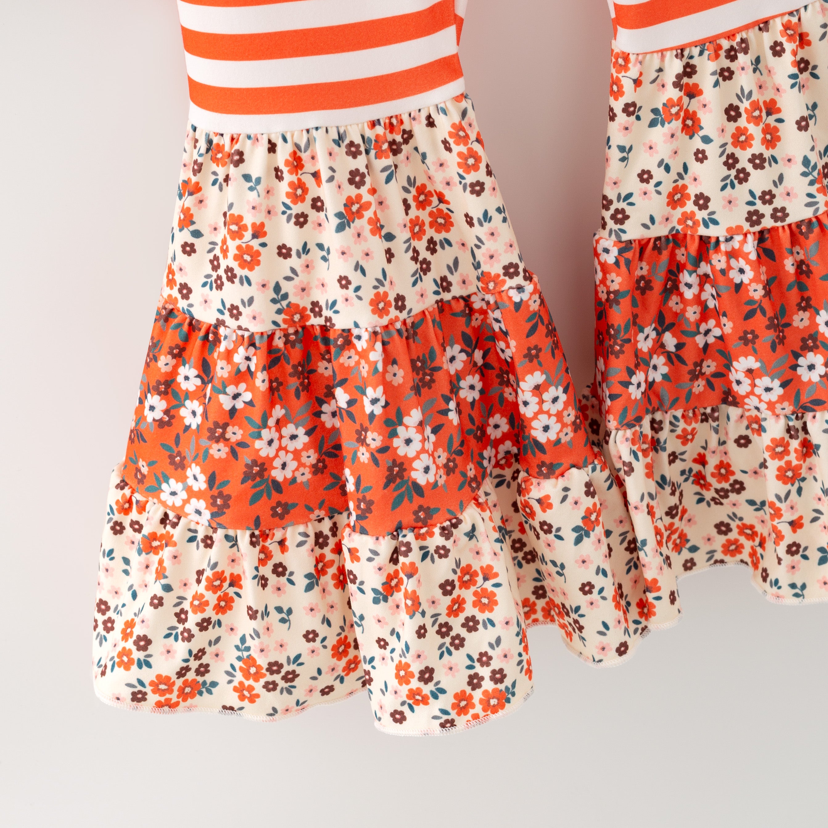 (In Stock)Girls Fall Floral Print Ruffle Outfit Set
