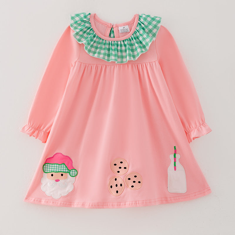 (In Stock)Girls Christmas Applique Dress