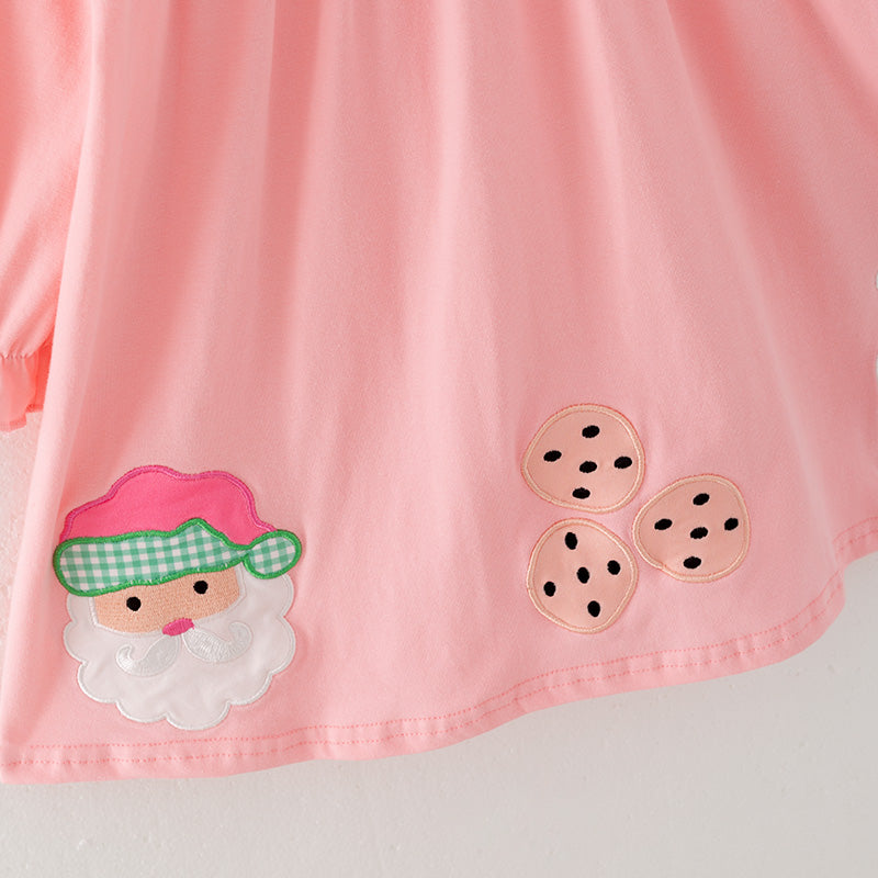(In Stock)Girls Christmas Applique Dress