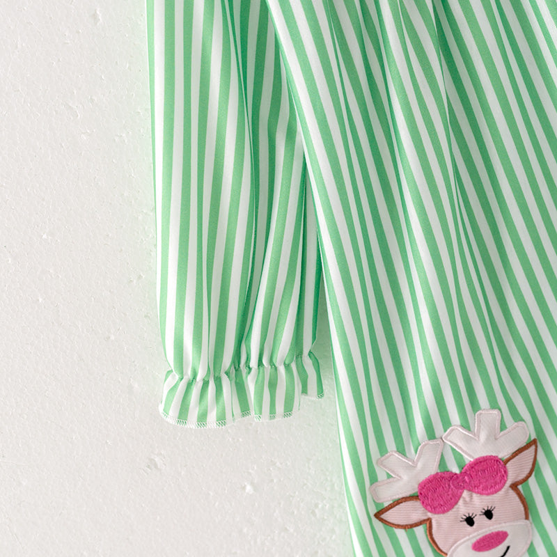 (In Stock E25-3-3)Girls Christmas Applique Dress