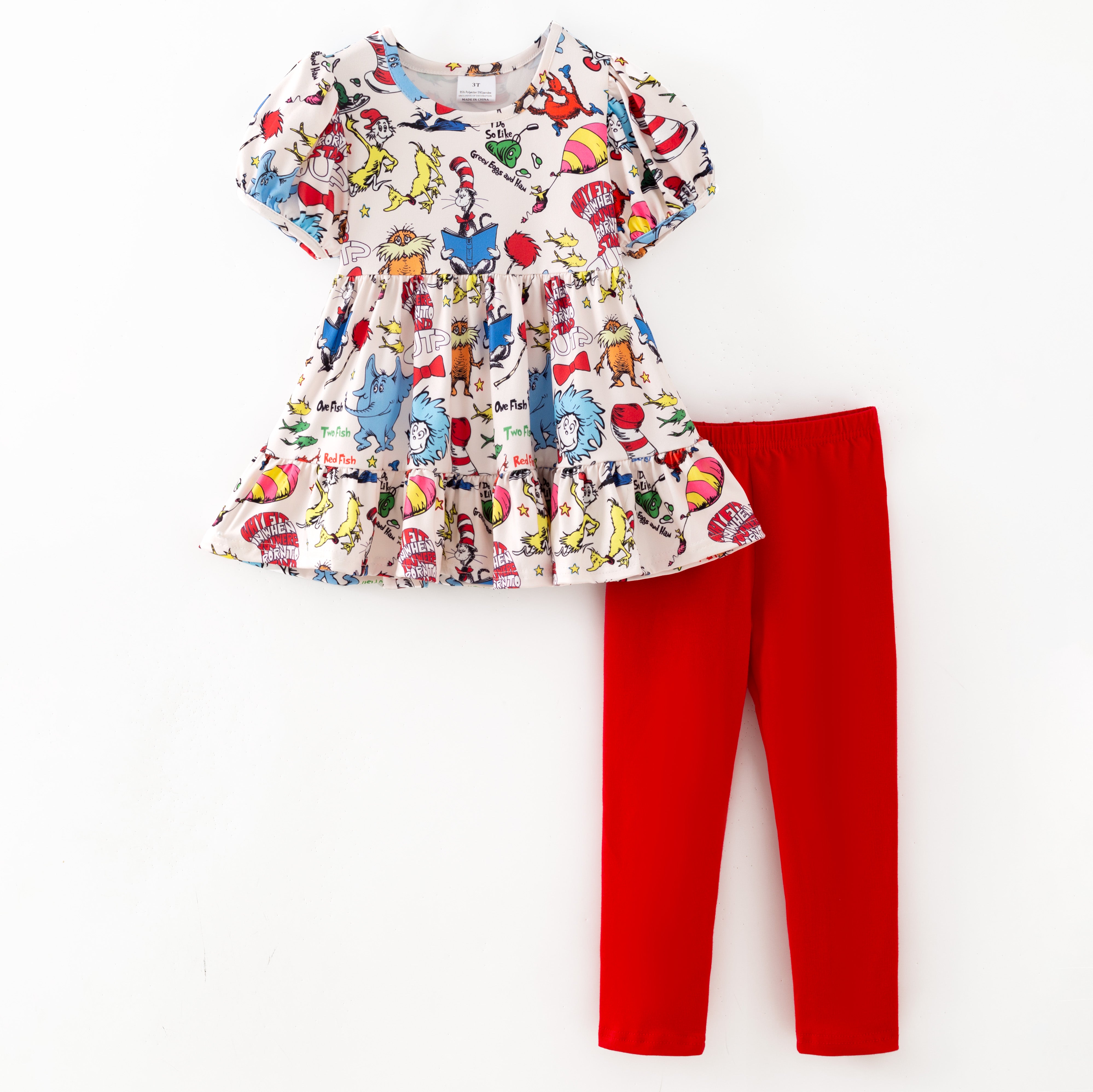 (In Stock)Girls DR SEUSS Print Outfit Set
