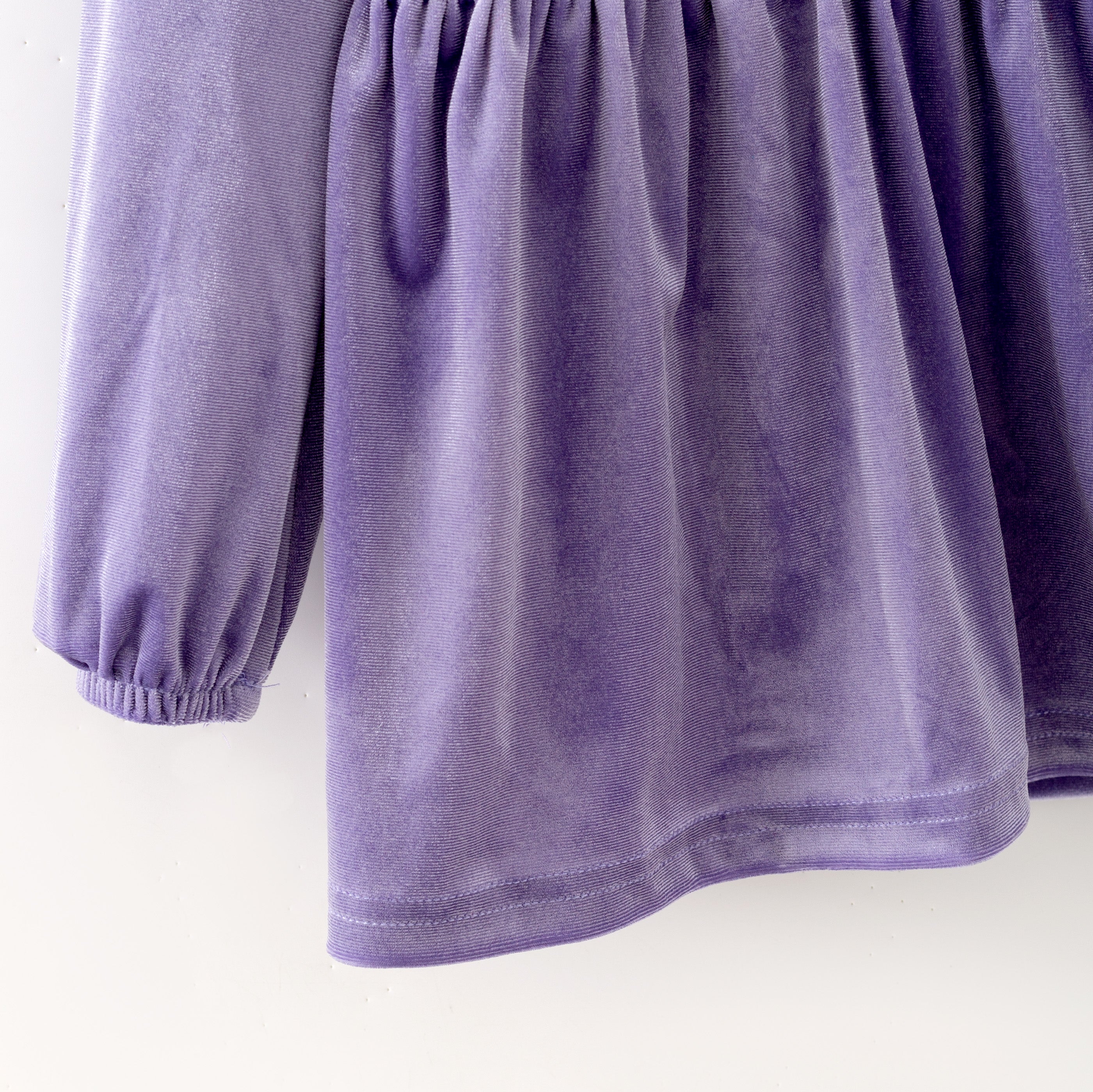 (In Stock)Girls Spring Lavender Velvet Floral Print Outfit Set