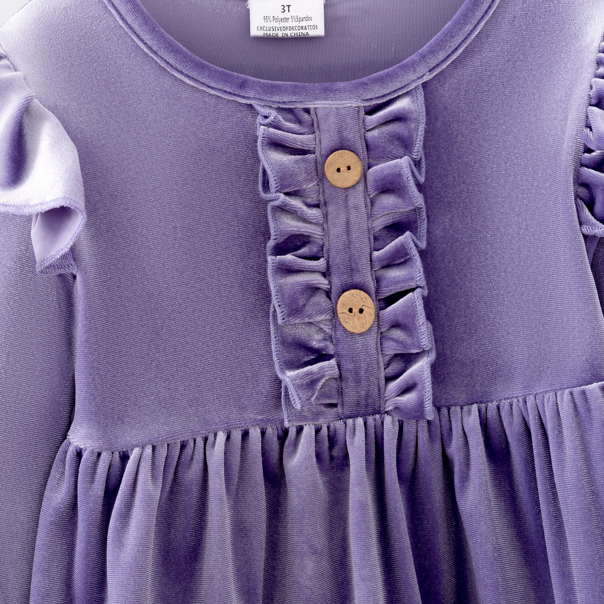 (In Stock)Girls Spring Lavender Velvet Floral Print Outfit Set