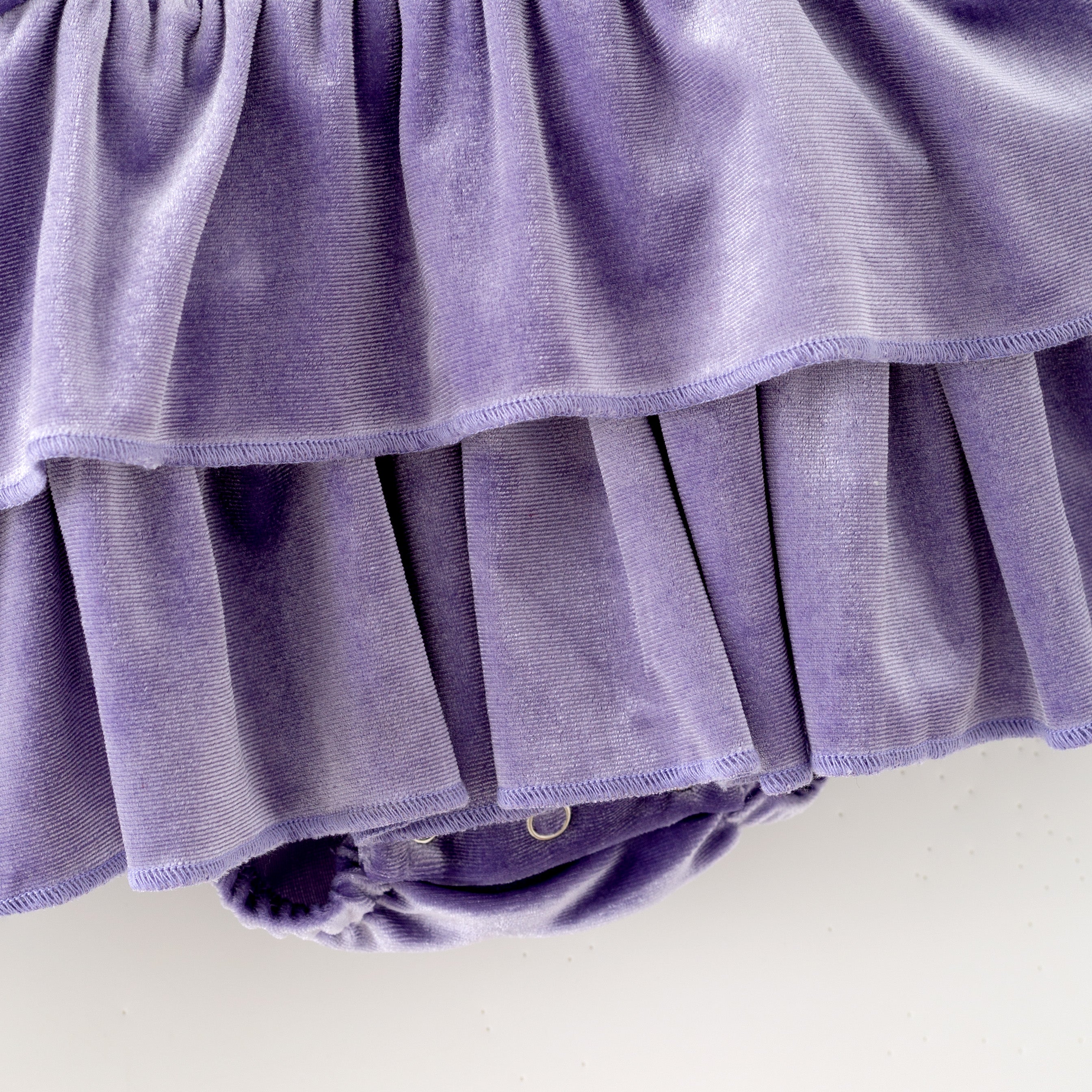 (In Stock)Toddler Girls Spring Lavender Velvet Floral Print Romper