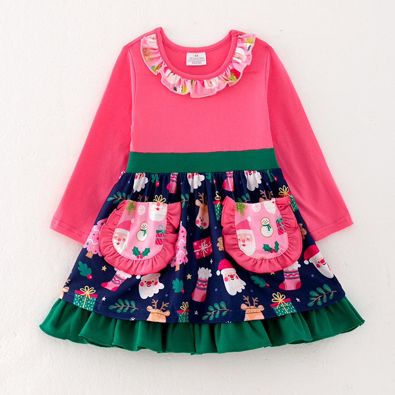 (In Stock L36-5-3)Girls Christmas Print Dress