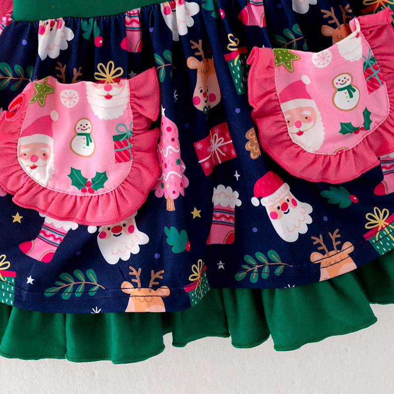 (In Stock L36-5-3)Girls Christmas Print Dress