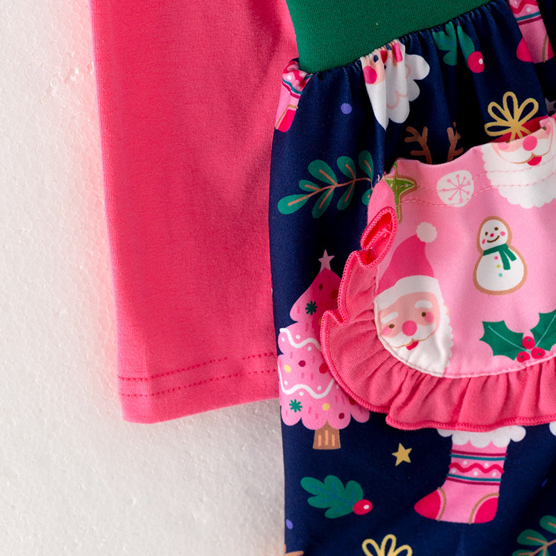 (In Stock L36-5-3)Girls Christmas Print Dress