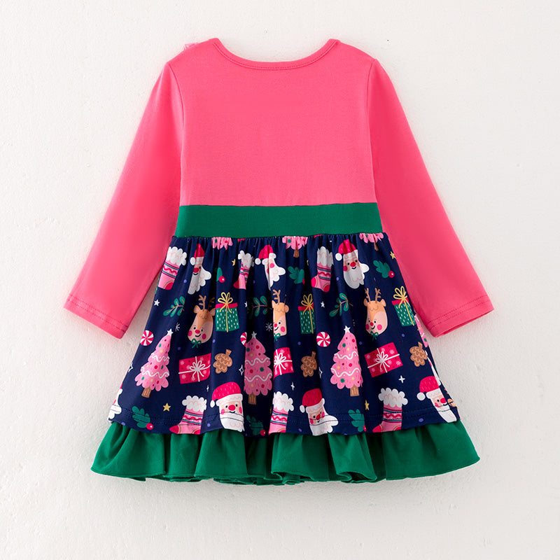 (In Stock L36-5-3)Girls Christmas Print Dress