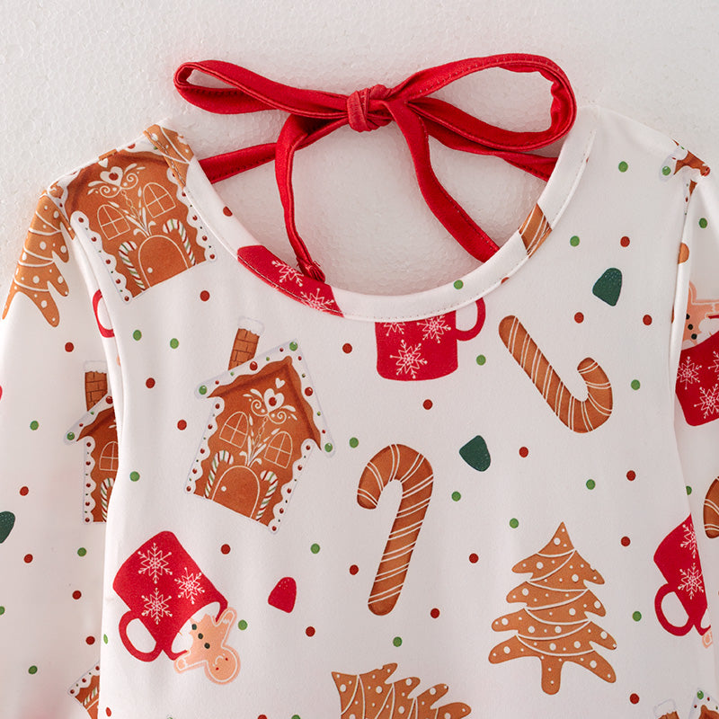 (In Stock Q5-3-2)Girls Christmas Print Swiss Dot Dress