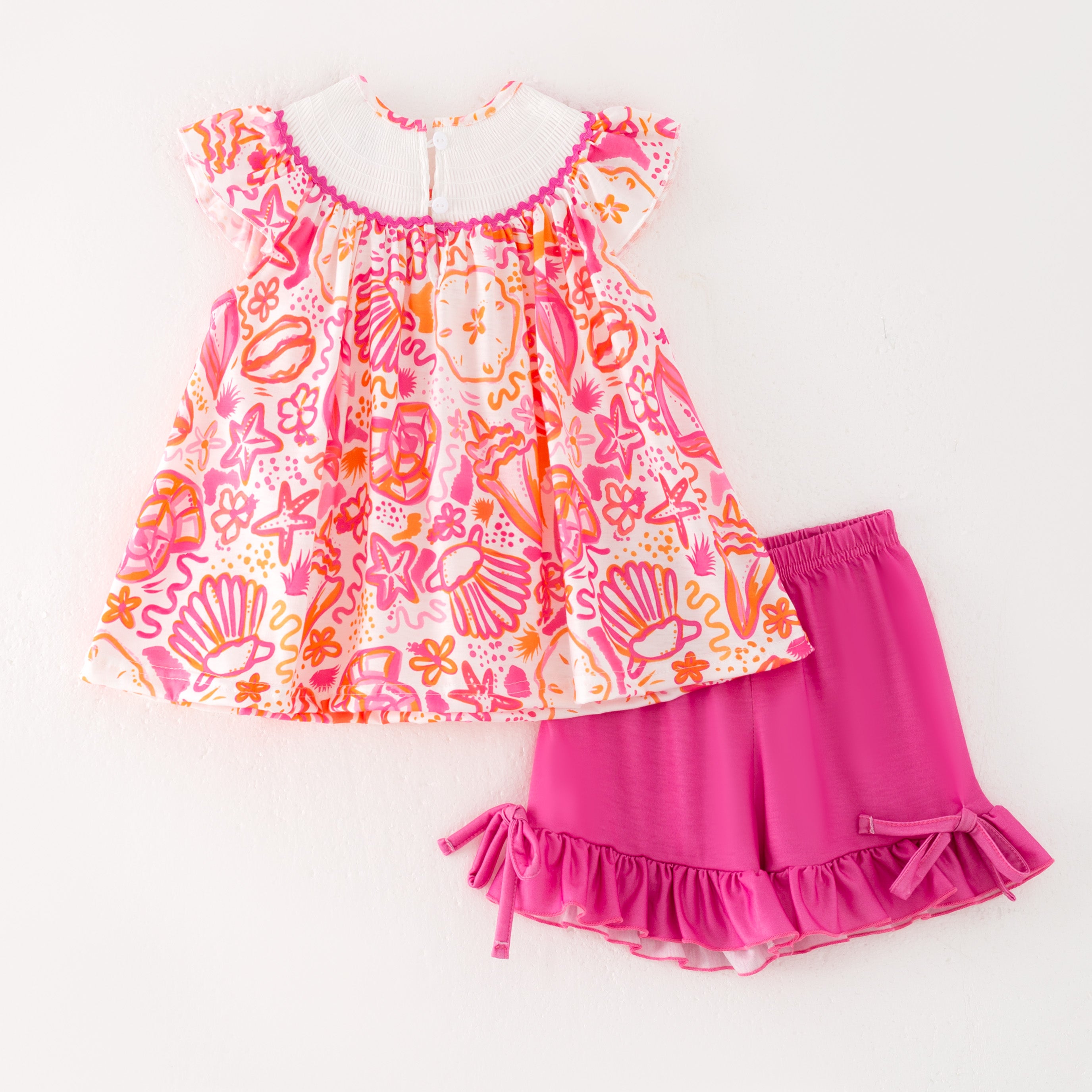 (Pre Order)Sisters Spring and Summer Embroidery Smocked Dress,Romper&Shorts Set
