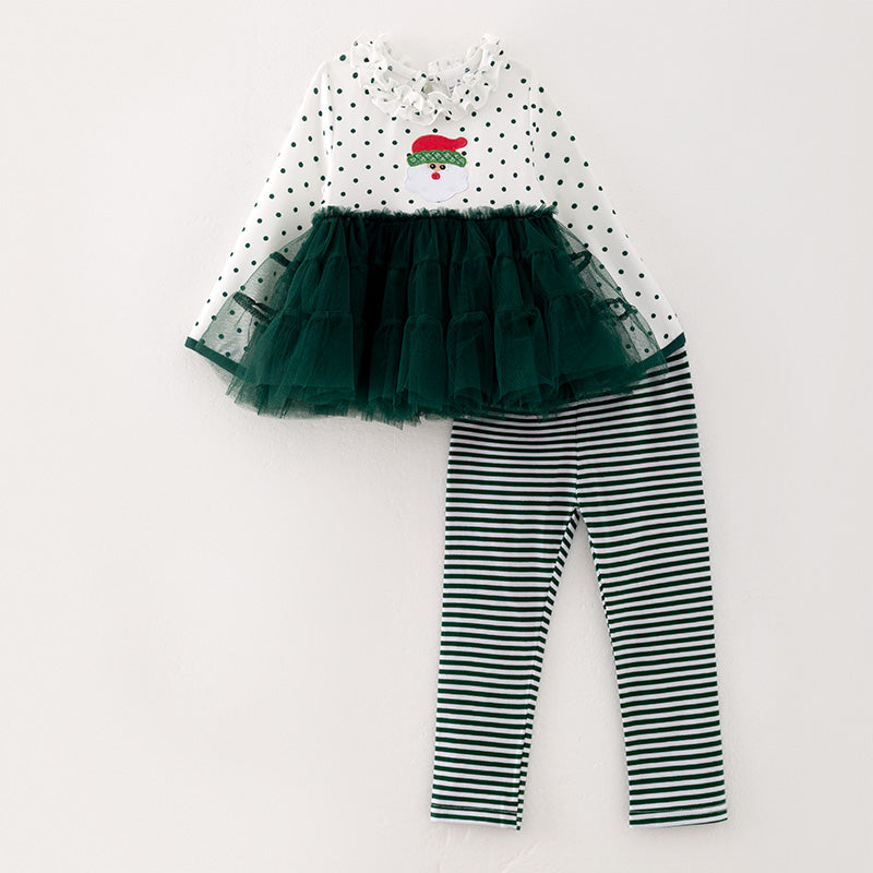 (In Stock L12-2-2)Girls Christmas Applique Outfit Set