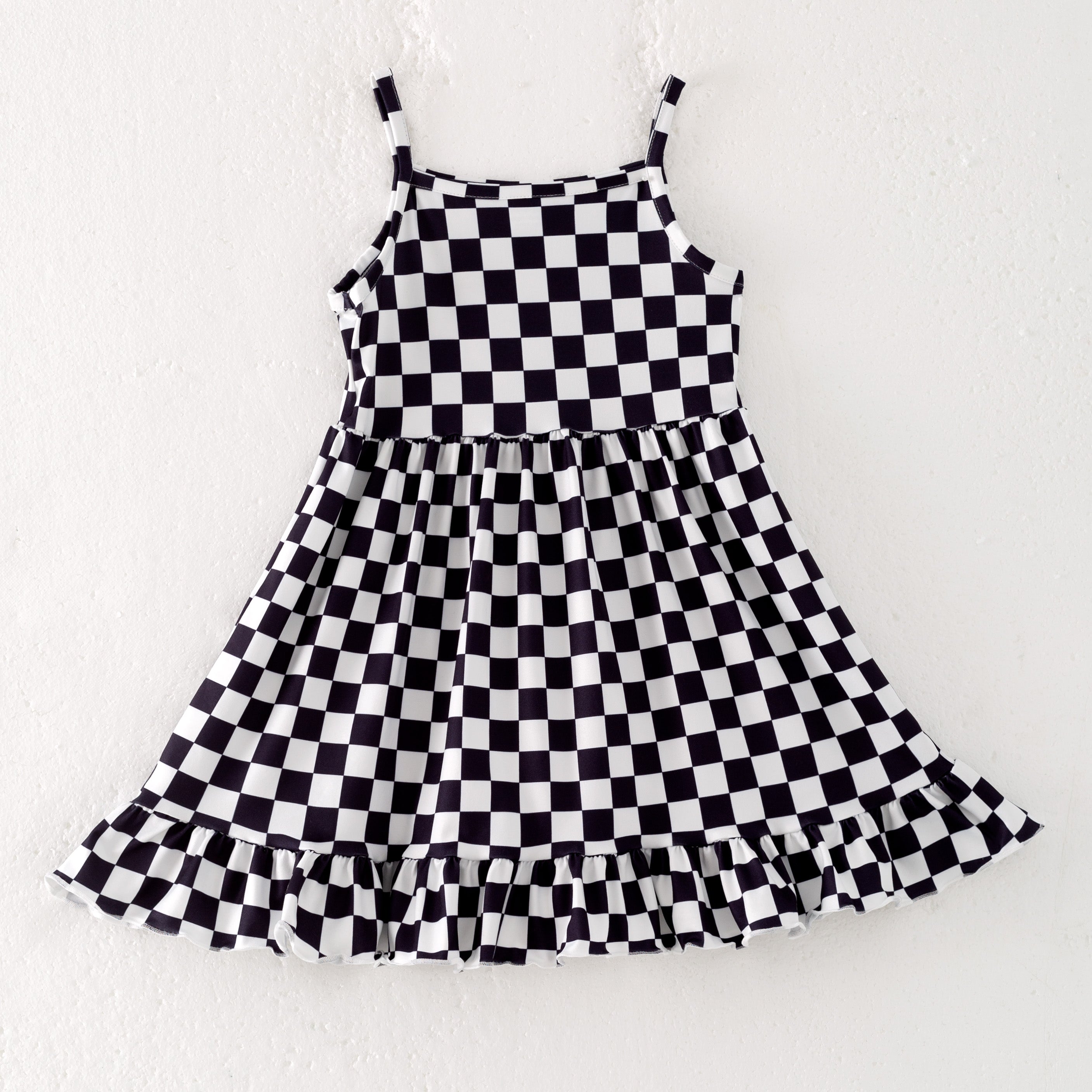 (Pre Order)Sleeveless Plaid Printed Girls' Summer Dress