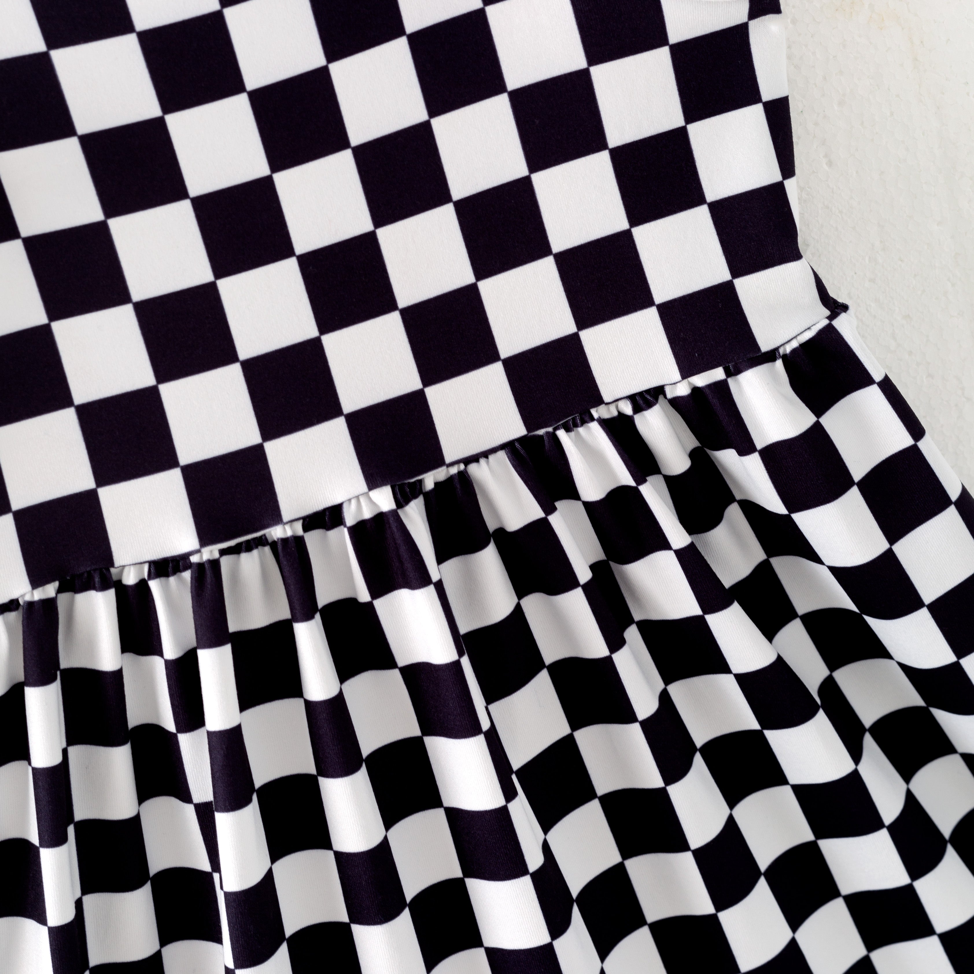 (Pre Order)Sleeveless Plaid Printed Girls' Summer Dress