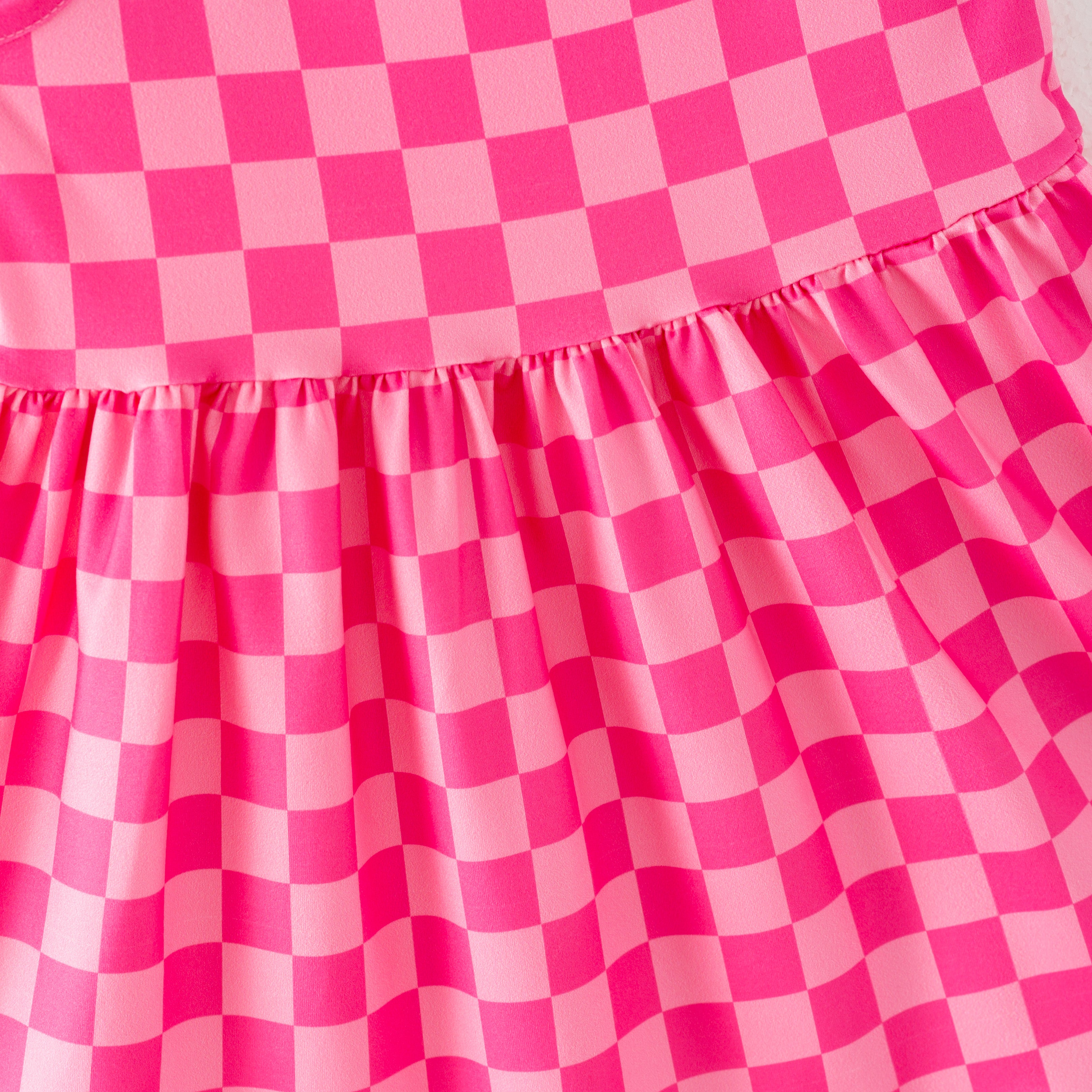 (Pre Order)Sleeveless Plaid Printed Girls' Summer Dress