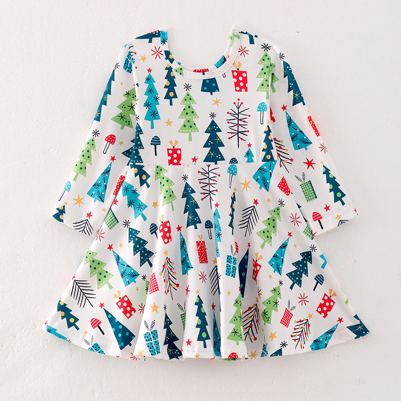 (In Stock L26-3-1)Girls Christmas Print Dress
