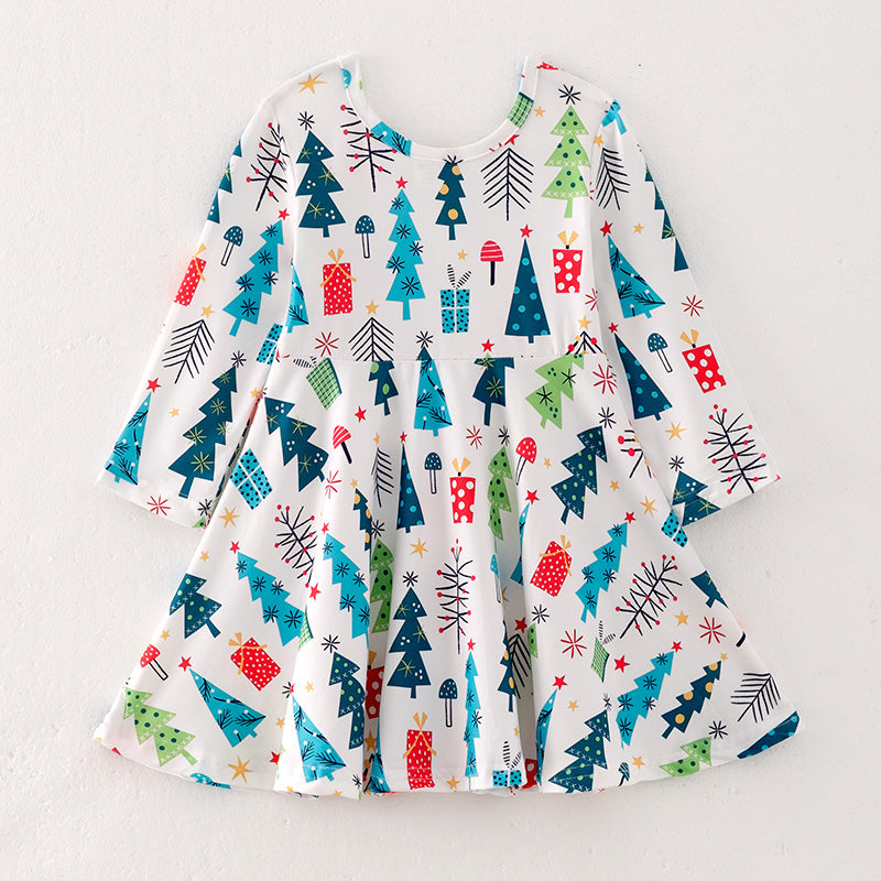 (In Stock L26-3-1)Girls Christmas Print Dress