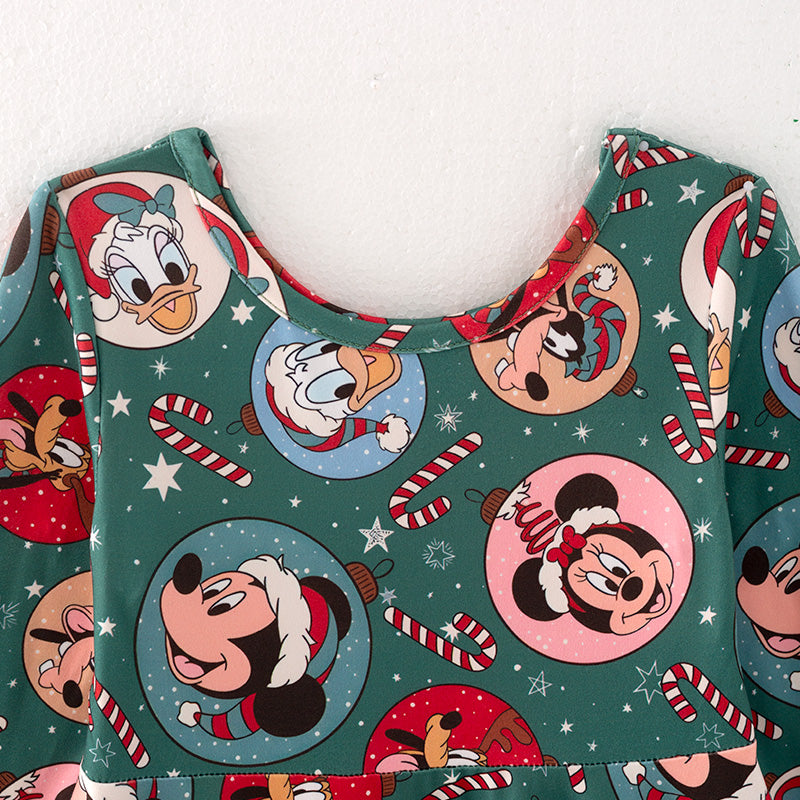 (Pre-order)Girls Christmas Cartoon Print Dress