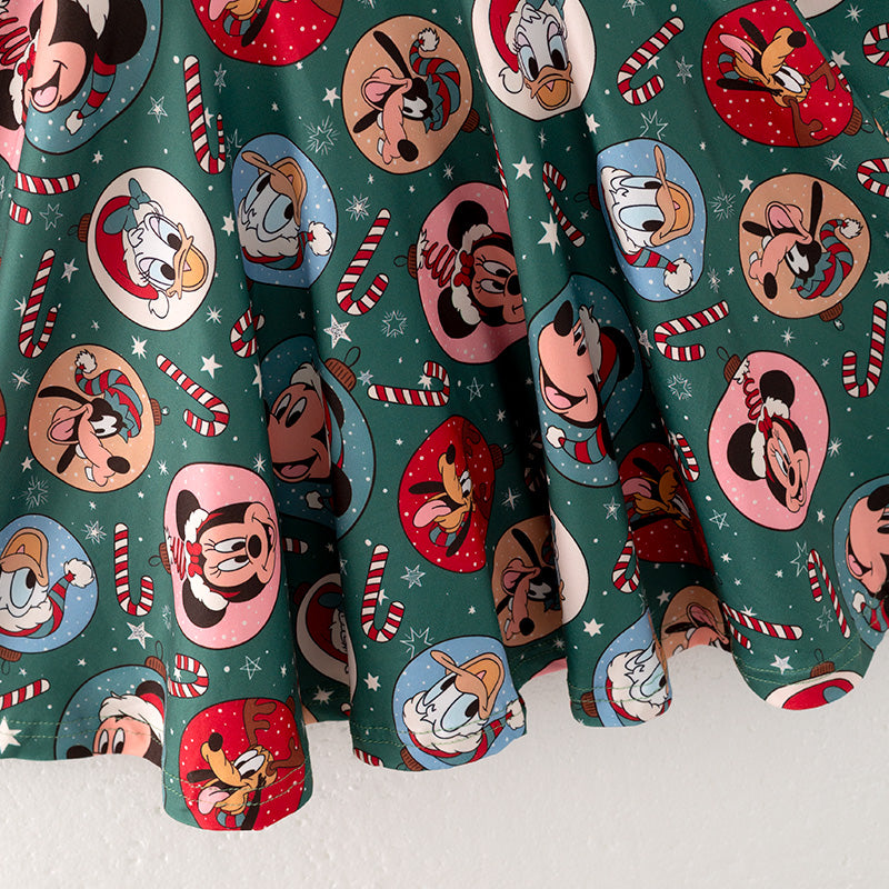 (Pre-order)Girls Christmas Cartoon Print Dress